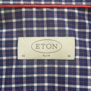 IMMACULATE LNWOT Eton Plaid Mens Dress Shirt Slim